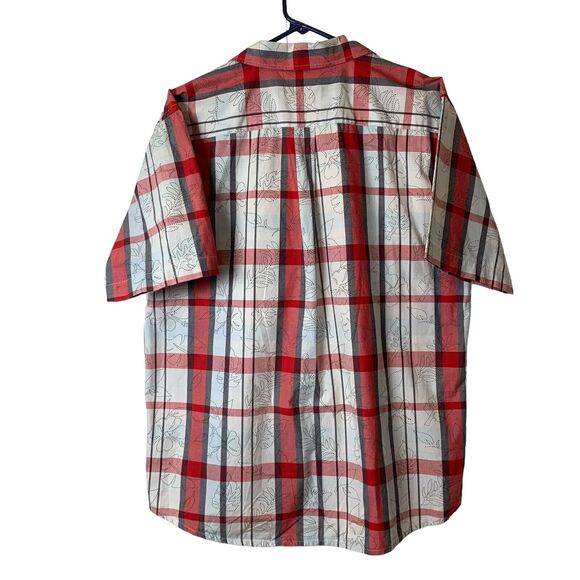 Lot of 2 Stubbies Shirt Mens Short Sleeve Large Red & Blue Plaid 100% Cotton - Picture 4 of 15